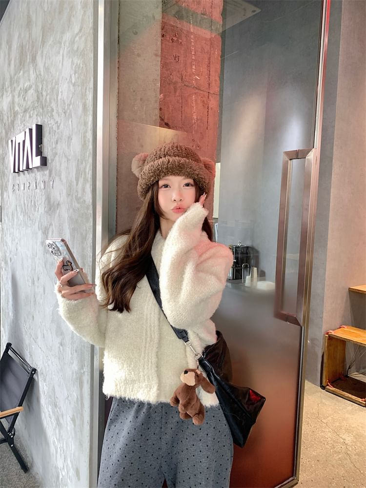 Crewneck Plain Cardigan