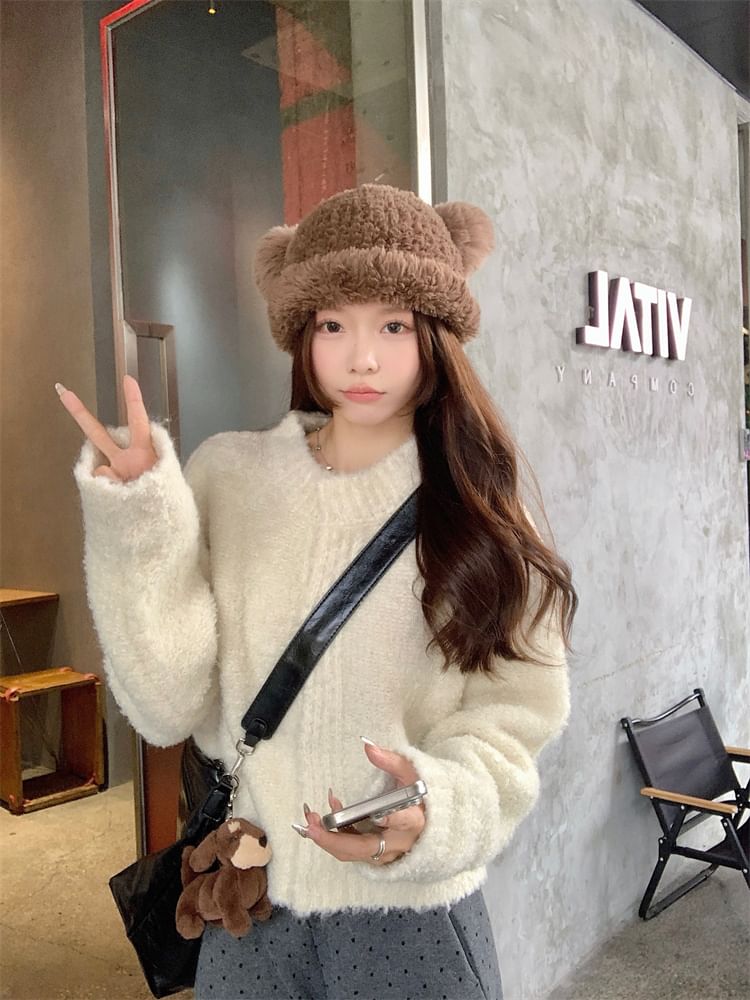 Crewneck Plain Cardigan