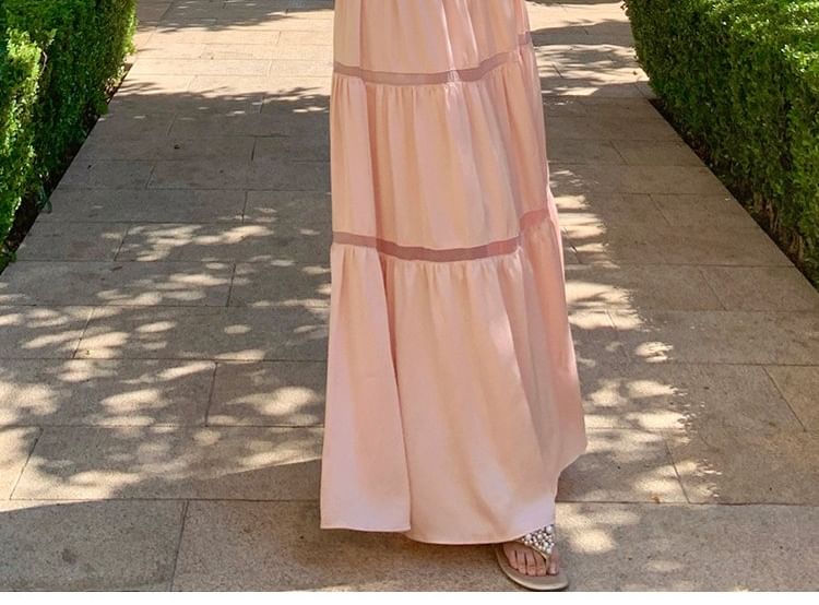 Spaghetti Strap Plain Maxi A-Line Dress