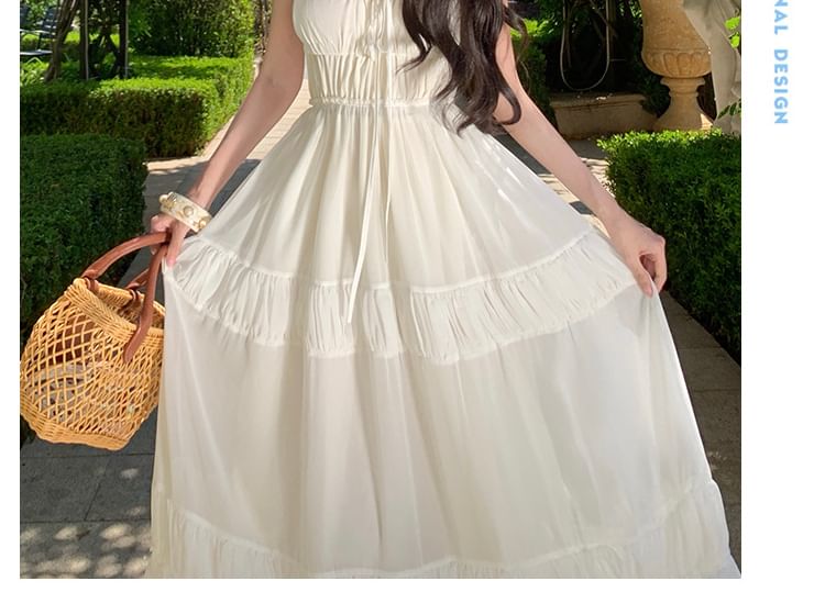 Spaghetti Strap Plain Maxi A-Line Dress