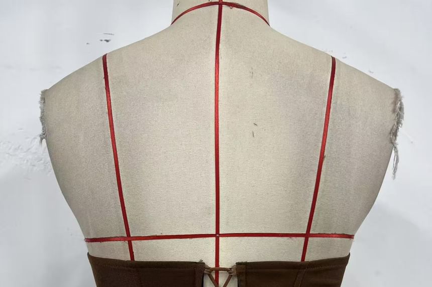 Lace-Up Corset Tube Top with Solid Design