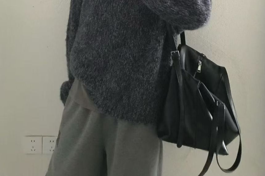 Melange V-Neck Knit Sweater