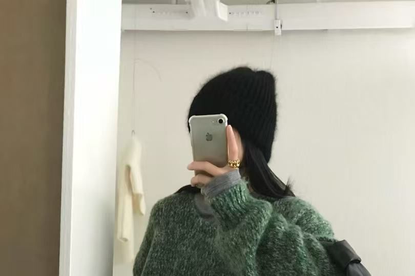 Melange V-Neck Knit Sweater