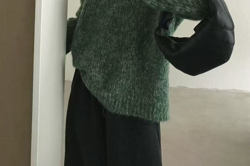 Melange V-Neck Knit Sweater
