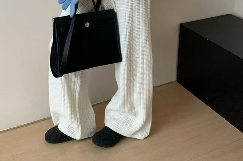 Stand Collar Half-Zip Sweater with Drawstring Wide Leg Pants Set