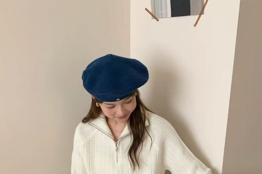 Stand Collar Half-Zip Sweater with Drawstring Wide Leg Pants Set