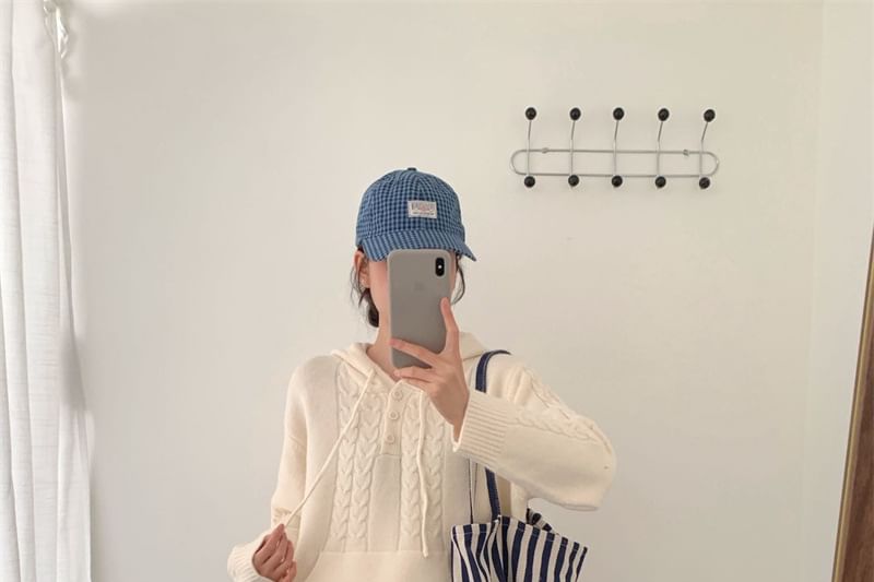 Drawstring Cable Knit Hoodie