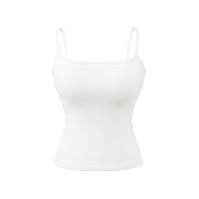 Plain Camisole Top with Spaghetti Straps and Scoop Neck
