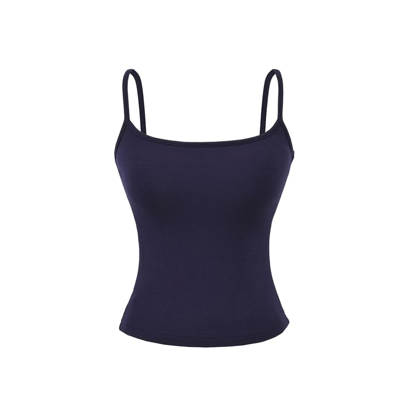 Plain Camisole Top with Spaghetti Straps and Scoop Neck