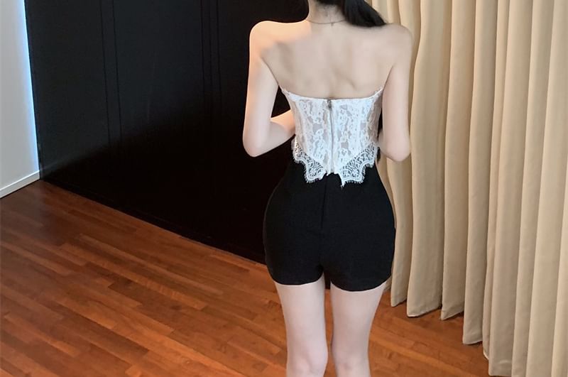 Strapless Lace Corset Top / Crop Cardigan