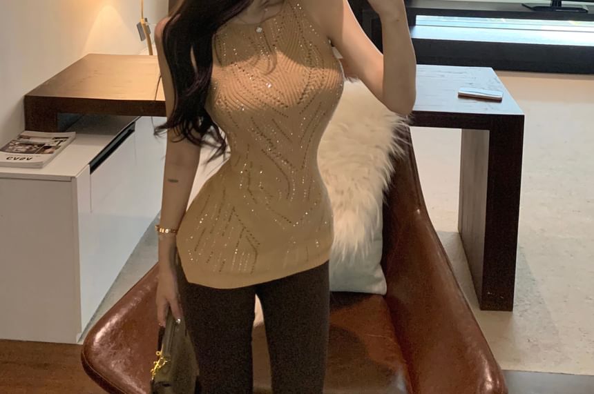 Glitter Knit Tank Top for Women