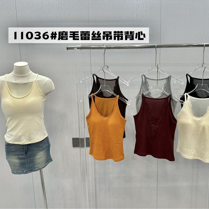 Plain Camisole Top with Lace Trim