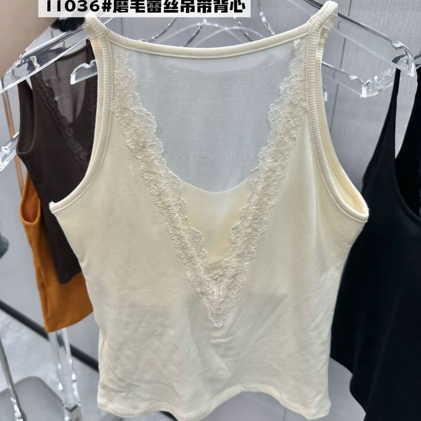 Plain Camisole Top with Lace Trim