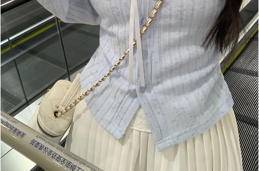 Illusion Two-Piece Long Sleeve Collared Striped Shirt