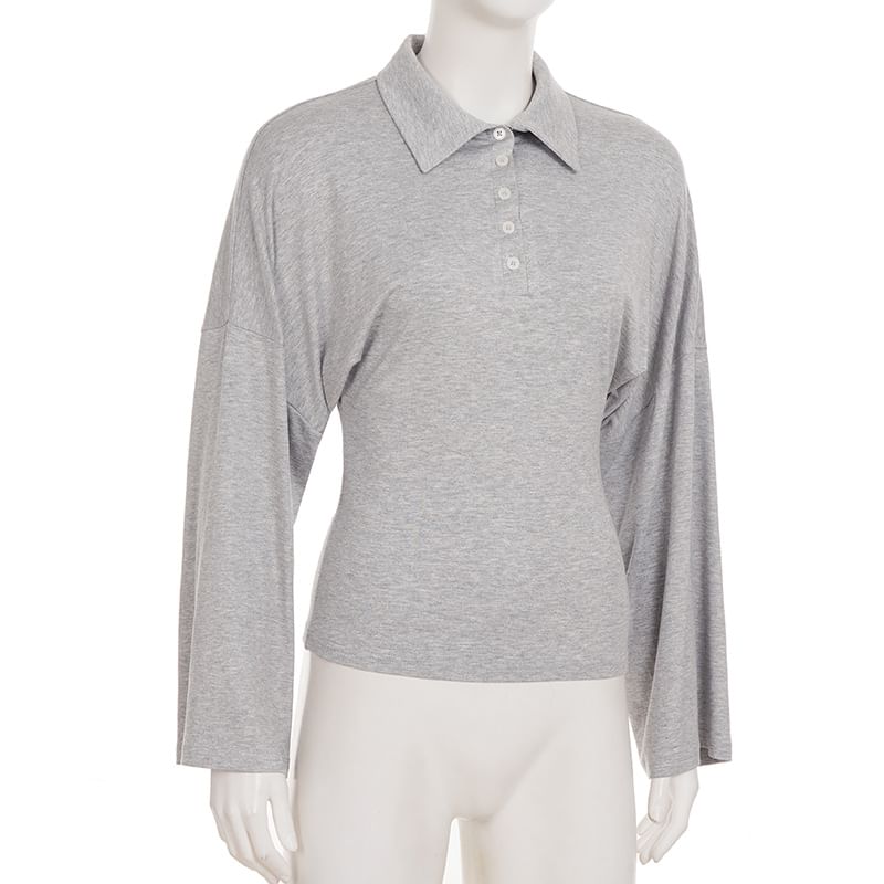 Long Sleeve Plain Polo Shirt