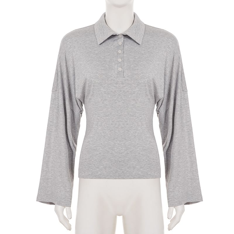 Long Sleeve Plain Polo Shirt