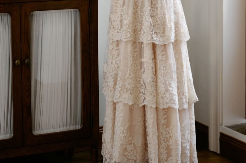 Long Sleeve V-Neck Plain Ruffle Tiered Lace Maxi A-Line Dress