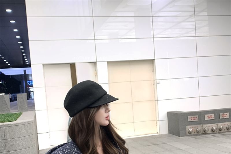 Hooded Tweed Zip Jacket