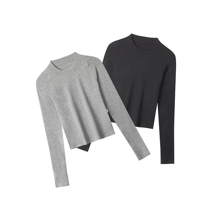 Crew Neck Fitted Long-Sleeve Tee