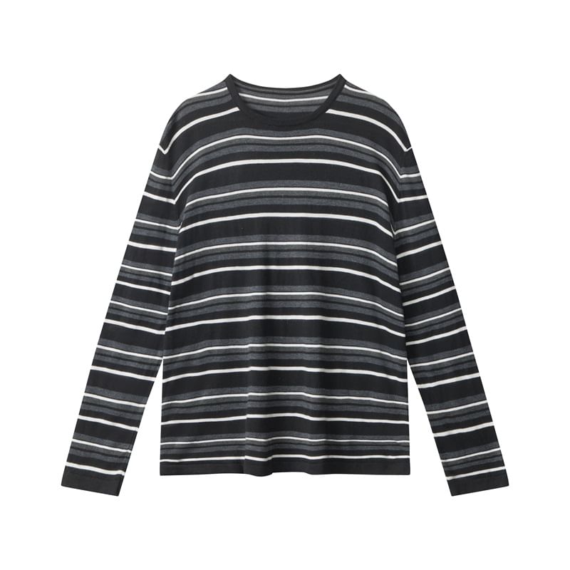 Striped Crew Neck Relaxed Pullover Sweater