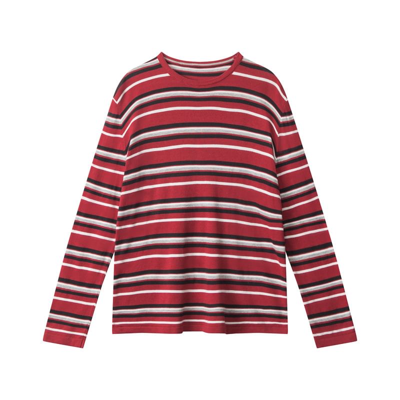 Striped Crew Neck Relaxed Pullover Sweater