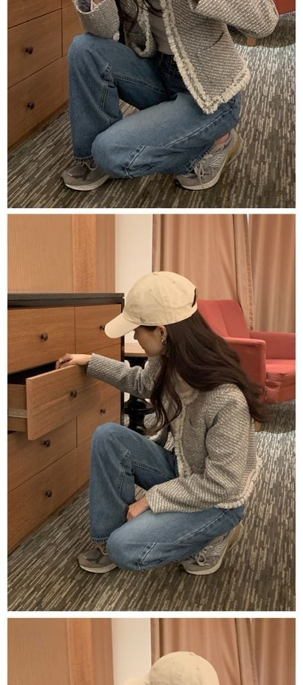 Frayed Button-Up Jacket