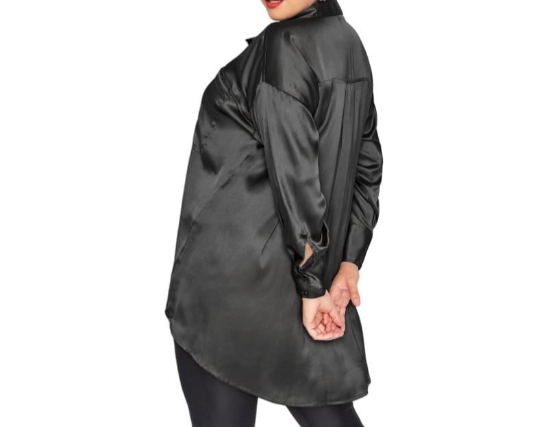 Satin Tunic Shirt with Long Sleeves