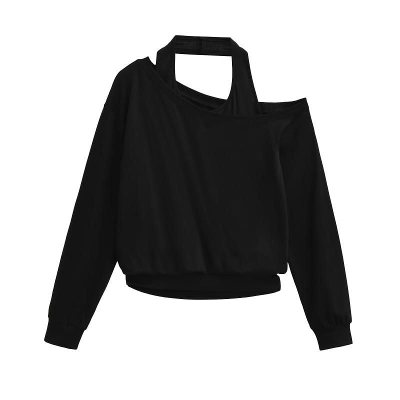 Cutout Sweatshirt with Faux Two-Piece Design