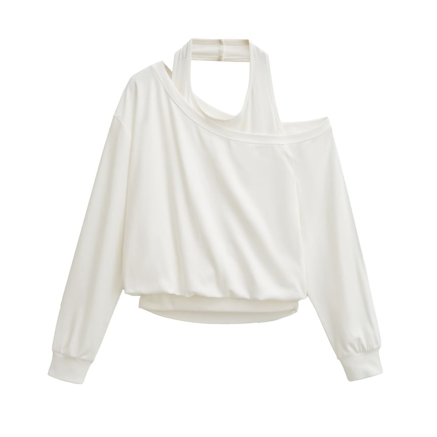 Cutout Sweatshirt with Faux Two-Piece Design