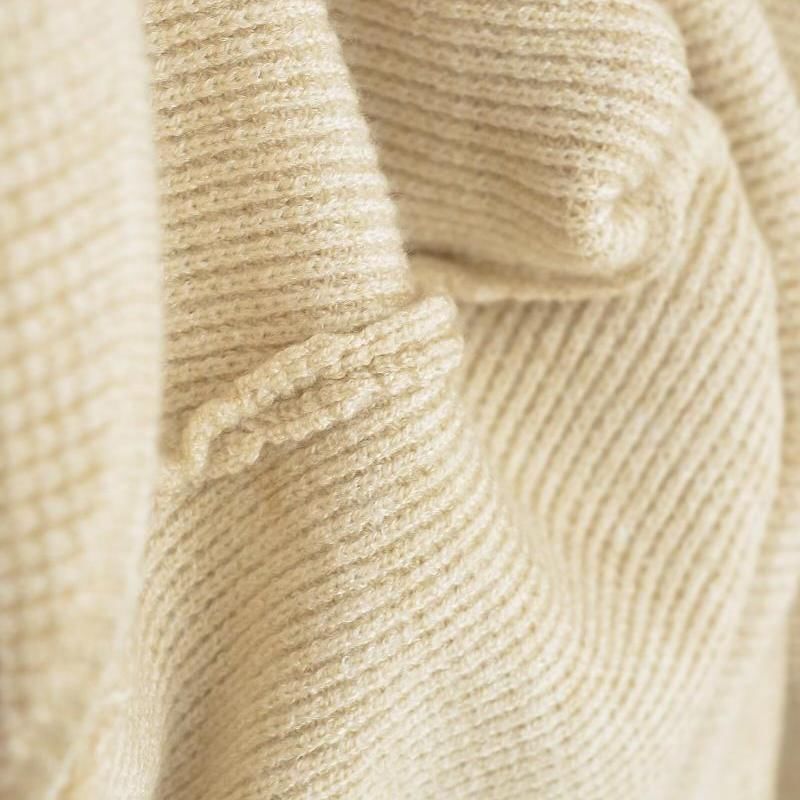 Notched Neck Knit Top with Long Sleeves