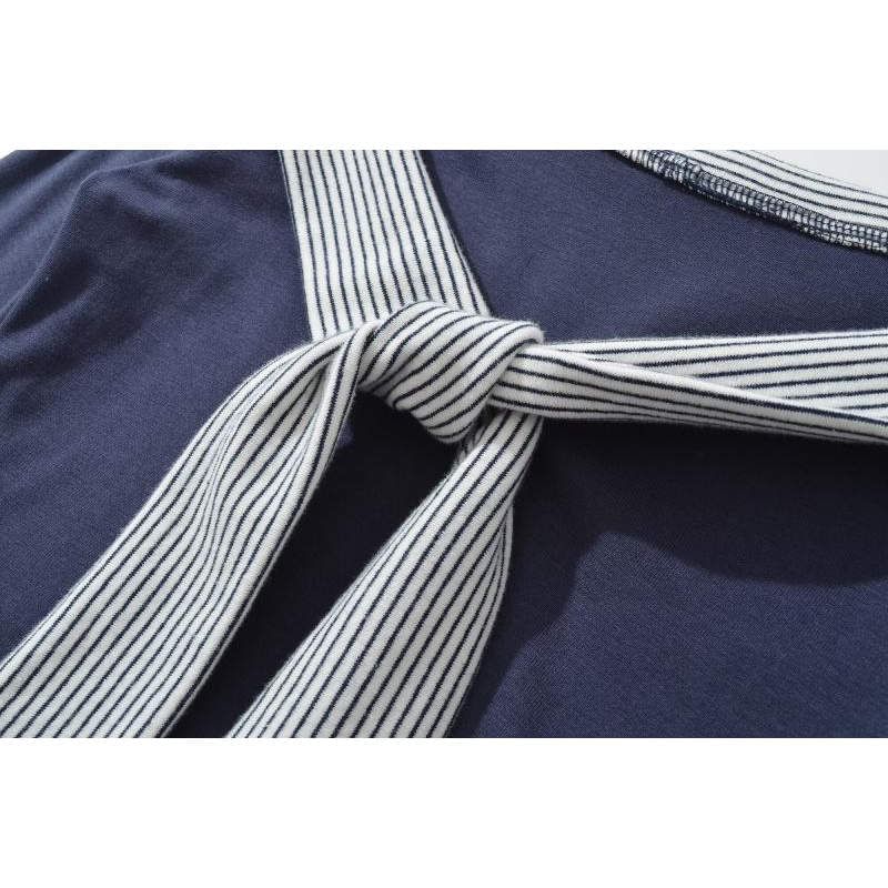Off-Shoulder Striped Top with Long Sleeves
