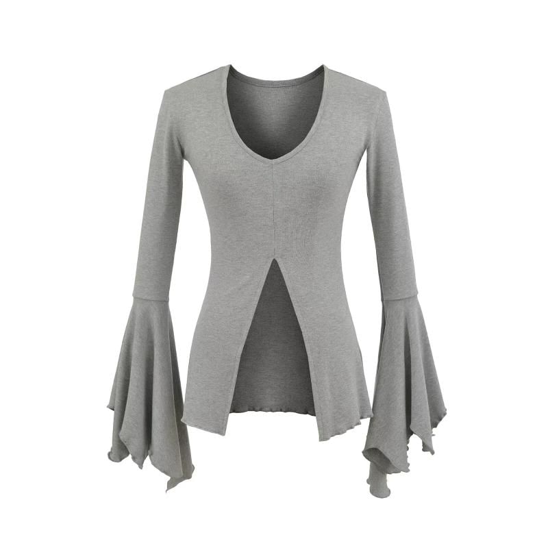 V-Neck Long Sleeve Basic Top