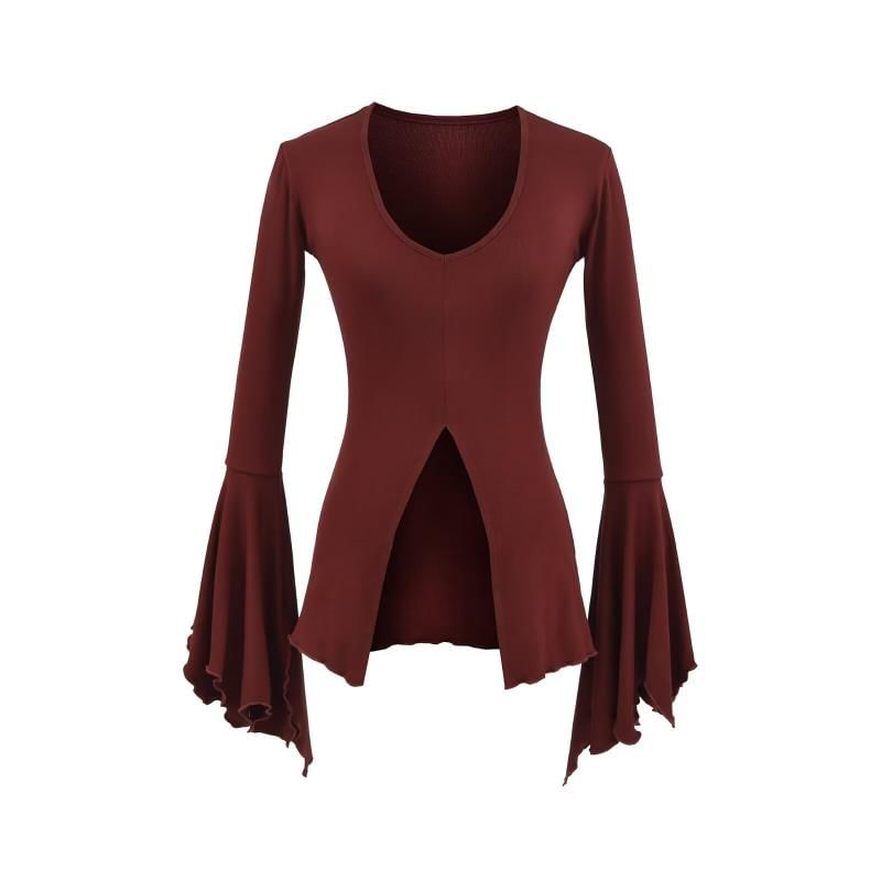 V-Neck Long Sleeve Basic Top