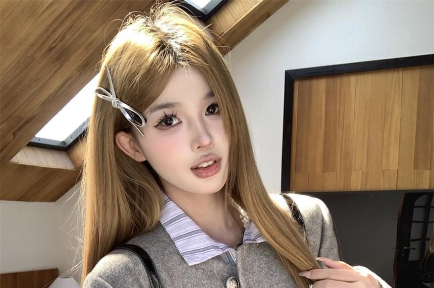 Round Neck Plain Button Up Wool Jacket