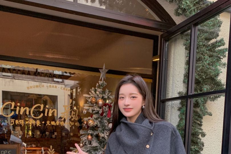 Plain Button Up Wool Jacket / High Waist Plain Mini A-Line Skirt