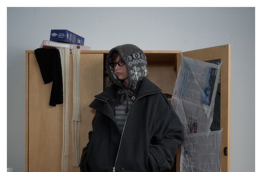 Stand-Collar Wool Coat