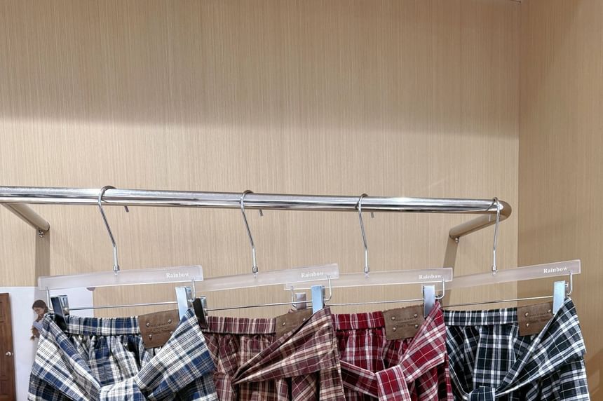 High-Rise Plaid Tie Front A-Line Skirt
