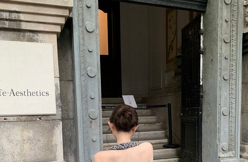 Halter-Neck Tweed Button-Up Vest / High Rise Wide Leg Pants