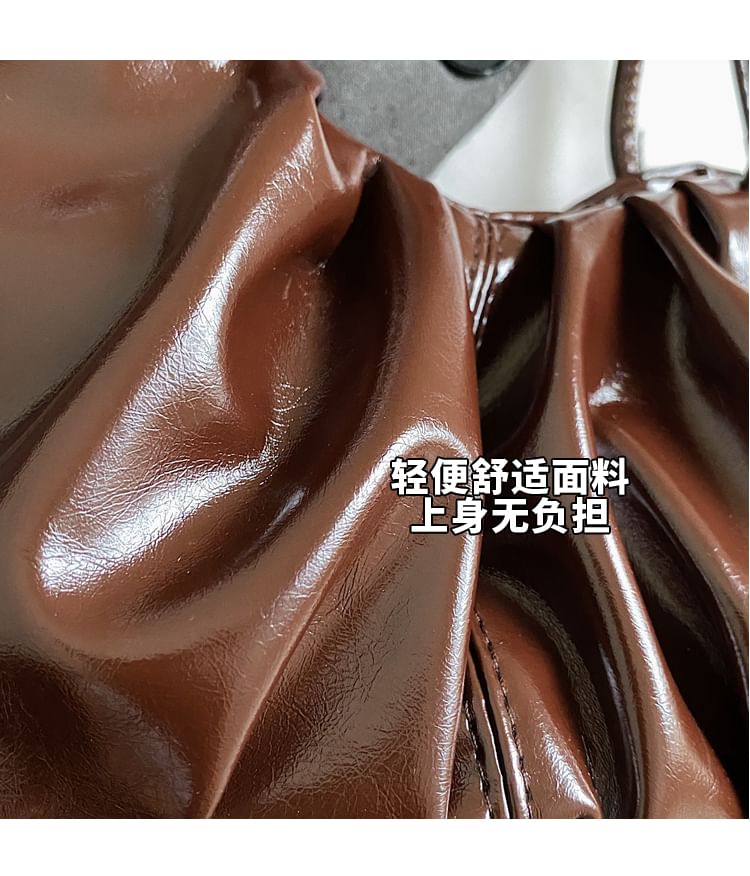Faux Leather Cinched Shoulder Bag
