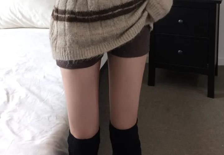 Off-Shoulder Striped Ribbed Knit Sweater with Belt Set