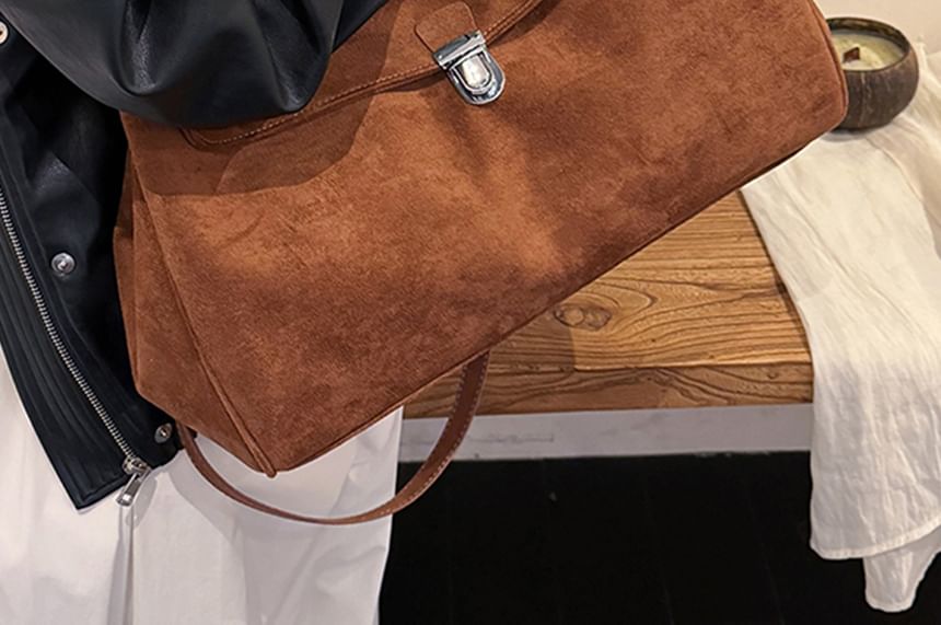 Buckle Flap Faux Suede Crossbody Shoulder Bag