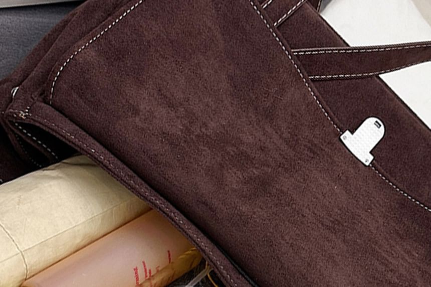 Buckle Flap Faux Suede Crossbody Shoulder Bag
