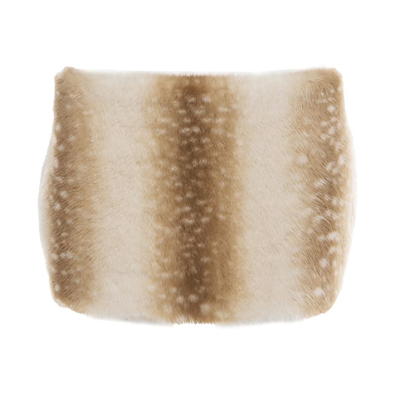 Satin Corset Tube Top Paired with Faux Fur Skirt