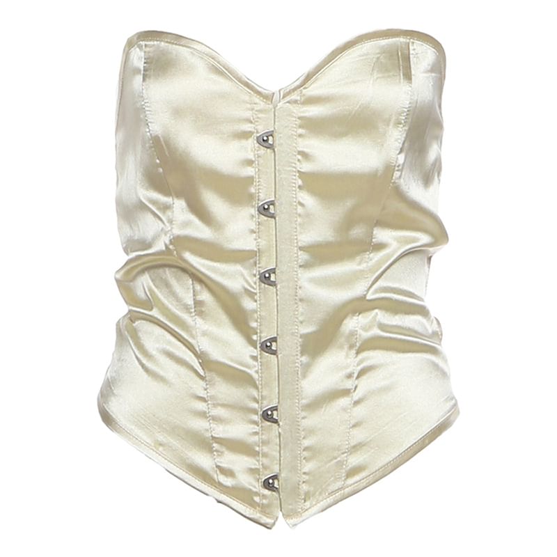 Satin Corset Tube Top Paired with Faux Fur Skirt