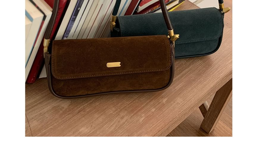 Faux Suede Flap Shoulder Bag