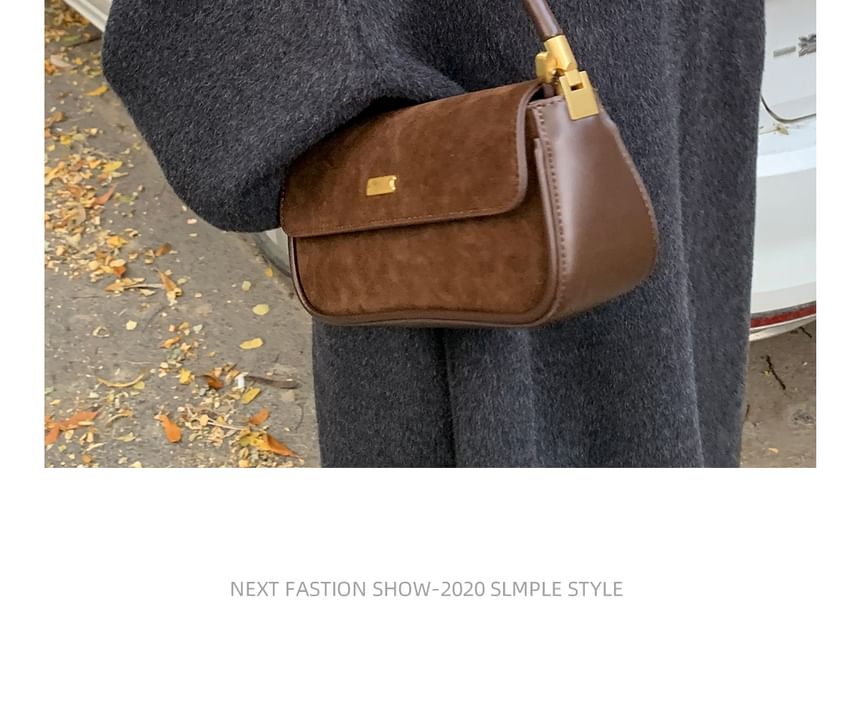 Faux Suede Flap Shoulder Bag