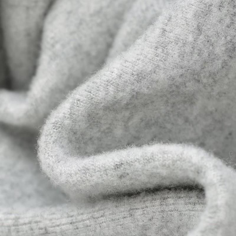 Mock Neck Long-Sleeve Solid Knit Tee with Ribbed Texture