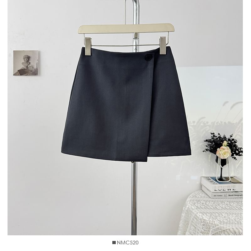Low Rise Wrapped Plain Mini Skirt