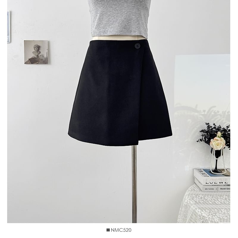 Low Rise Wrapped Plain Mini Skirt