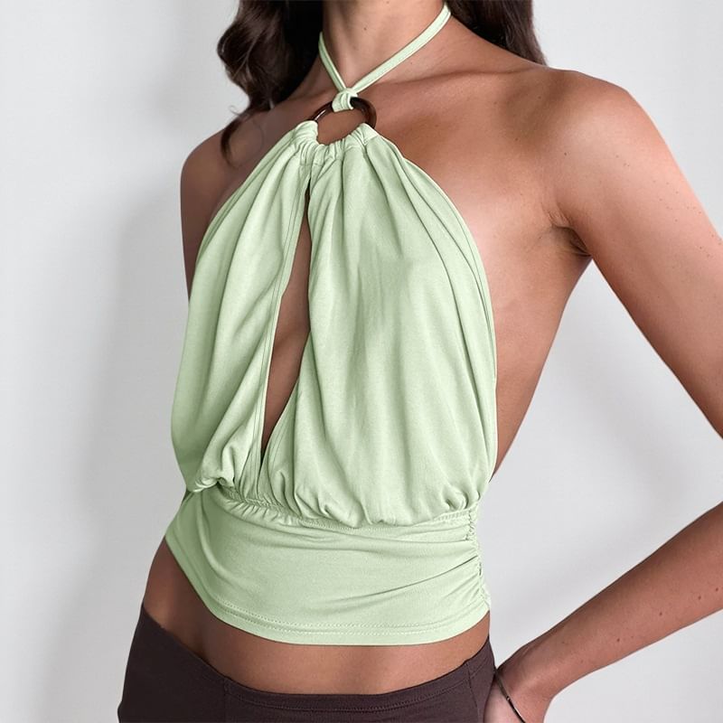 Halter Neck Solid Crop Camisole